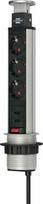 Mounting extension socket Tower Power 3 sockets + 2xUSB 2m H05VV-F black/silver 1396200013 | 4007123638956