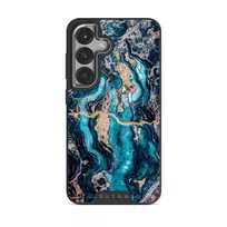 Mystic River - Blue Marble Samsung Galaxy S25 Plus Case, Elite Dark (Magnetic) / Silver