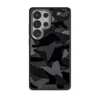 Night Black Camouflage - Samsung Galaxy S25 Ultra Case, Elite Dark (Magnetic) / Silver