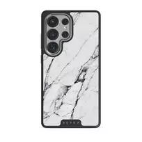 Satin White - Marble Samsung Galaxy S25 Ultra Case, Elite Dark (Magnetic) / Silver
