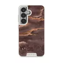 Fire Wood - Brown Marble Samsung Galaxy S25 Case, Elite Light (Magnetic) / Silver