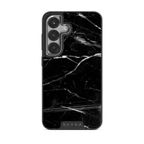 Noir Origin - Black Marble Samsung Galaxy S25 Plus Case, Elite Dark (Magnetic) / Silver
