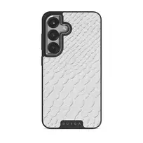 Glacial Desert - White Snakeskin Samsung Galaxy S25 Plus Case, Elite Dark (Magnetic) / Silver
