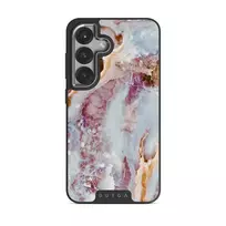 Frozen Leaves - Cute Marble Samsung Galaxy S25 Plus Case, Elite Dark (Magnetic) / Silver