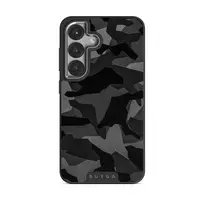 Night Black Camouflage - Samsung Galaxy S25 Plus Case, Elite Dark (Magnetic) / Silver