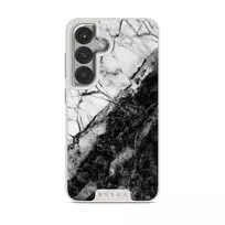 Fatal Contradiction - Black & White Marble Samsung Galaxy S25 Case, Elite Light (Magnetic) / Silver