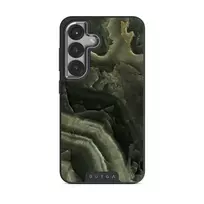 Misty Forest - Green Marble Samsung Galaxy S25 Plus Case, Elite Dark (Magnetic) / Silver