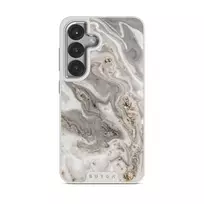 Snowstorm - Grey Marble Samsung Galaxy S25 Plus Case, Elite Light (Magnetic) / Silver
