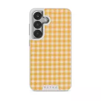 Tuscan Sun - Yellow Plaid Samsung Galaxy S25 Plus Case, Elite Light (Magnetic) / Silver
