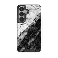 Fatal Contradiction - Black & White Marble Samsung Galaxy S25 Plus Case, Elite Dark (Magnetic) / Silver