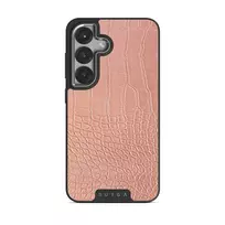 Pink Croco - Samsung Galaxy S25 Case, Elite Dark (Magnetic) / Silver