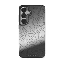 Wild Terrain - Minimalist Samsung Galaxy S25 Plus Case, Elite Mirror Dark (Magnetic) / Silver