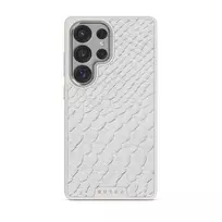 Glacial Desert - White Snakeskin Samsung Galaxy S25 Ultra Case, Elite Light (Magnetic) / Silver