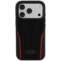 Case Audi R8 Genuine Leather MagSafe for iPhone 18 Pro / 17 Pro black-red