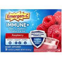 Emergen-C, „Immune+“ vitaminas C + vitaminas D ir cinkas, aviečių skonio, 30 pakelių po 8,7 g (0,3 uncijos)