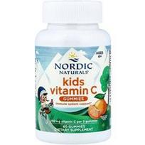 Nordic Naturals, Vaikiški vitamino C guminukai, nuo 4 metų, rūgščių mandarinų skonio, 60 guminukų (125 mg viename guminuke)