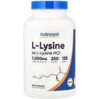 Nutricost, L-lizinas, 250 kapsulių (500 mg vienoje kapsulėje)