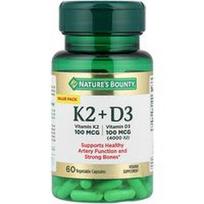 Nature's Bounty, Vitaminas K2 + D3, 60 daržovių kapsulių