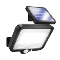 Sieninė saulės lempa su judesio jutikliu, juoda, 100 LED kpl.