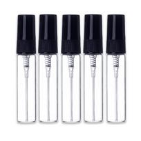 5 ml skaidrus stiklinių buteliukų rinkinys su juodu purkštuvu, 5 vnt.