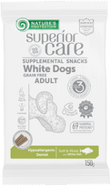 Nature's Protection Superior Care Baltas Dogs begrūdis Hypoallergenic Dental with su balta žuvimi Adult All breeds, begrūdis suaugusių šunų pašaro papildas – skanėstai su balta žuvimi, 150 g