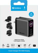 Kelioninis įkroviklis Sandberg 441-72, USB Type A/Europlug/UK Plug/2 x USB Type C, juoda sp., 140 W