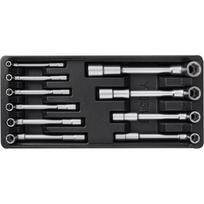 Yato L tipo galvu veržliarakčių rinkinys YT-55456, 10 vnt, CrV 6140, 7-19 mm, šešiakampis, chromuotas, satininis, 5° kampas