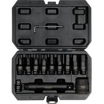 Yato smūginis antgalių galvučių rinkinys YT-10655, 12 vnt, 1/2" 12.7 mm, 3/4" 19.0 mm, Torx, hex, CrMo, fosfatuotas