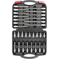 Yato antgalių galvučių rinkinys YT-77540, 30 vnt., 1/2" 12.7 mm, šešiakampis, S2 CrV, chromuota satino, kaltas