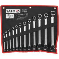 Yato žiedinių veržliarakčių rinkinys YT-0398, 12 vnt, 6x7-30x32 mm, CrV plienas, 75 laipsnių kampas, DIN 838, dvylikabriaunis