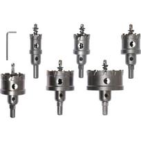 Yato kiaurymų pjūklų rinkinys YT-44077, 6 vnt, 22-65 mm, 25 mm pjovimo gylis, HSS 4341, YG10X, titano nitrido danga, hex laikiklis