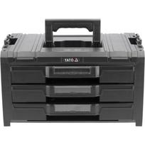 Yato įrankių dėžė YT-08974, 450x320x240 mm, 3 stalčiai, 4.5 l, PP, metaliniai kreiptuvai, fiksavimo sistema, S12 suderinama
