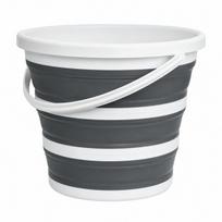 Sulankstomas silikoninis kibiras, 10 l, baltas, pilkas, 1 vnt.