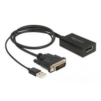 Delock kabelis 63189, 0.50 m, DVI tiesus vyriškas į DisplayPort tiesi moteriška, 3840 x 2160 pikselių, HDR, juodas