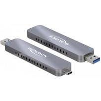 Delock HDD/SSD korpusas 42616, 2.5 colio, USB Type A, USB Type C, metalas, pilkas, 10Gbps, apsauginis rėmas