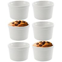 Kepimo ramekinas, atsparus karščiui, porcelianinis, baltas, 250 ml, 6 vnt. rinkinys.