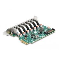 Delock PCI Express plokštė 90104, 7x USB 5Gb/s Type-A, PCIe x1, VIA lustas, SATA maitinimas, 5 V, žalia, pilka