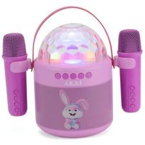 Akai Karaokės rinkinys JoyBox Kids, 6 W, Bluetooth, 2 belaidžiai mikrofonai, RGB LED apšvietimas, 3.5 h baterija, USB, AUX, TF