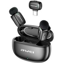 Awei prisegamas mikrofonas MK5 Duo Ai-Voice AWE000302, 2.4GHz belaidis, USB-C, segtukas, triukšmo slopinimas, juodas