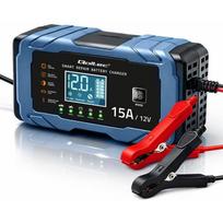 Qoltec Įkroviklis 52666, 12V, 15A, AGM GEL LiFePO4, 9 pakopų, mikroprocesoriaus valdymas, LCD ekranas, atkūrimo funkcija