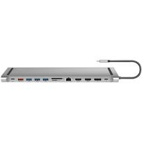 Logilink dokinimo stotis UA0411, USB-C, 12 prievadai, PD 100W, HDMI 4K 60Hz, DisplayPort, Gigabit Ethernet, SD/microSD, aliuminis