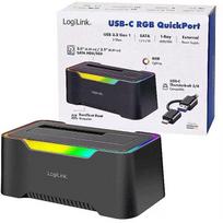 Logilink dokinimo stotis QP0035, 2.5/3.5 col. SATA HDD/SSD, USB-C, iki 10 TB, 5Gbps, RGB apšvietimas, 12 V/2 A