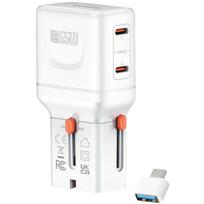 4Smarts kelioninis įkroviklis World Travel Adapter Nomad Pocket GaN 65W 4SM000031, 65W, 2x USB-C, USB-A, GaN, baltas