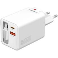 4Smarts įkroviklis Flex Jojo 4SM000009, 65W, 2x USB-C, 1x USB-A, baltas, GaN, PD 3.0, QC 3.0, 100-240V, 20V, 3.25A, kompaktiškas