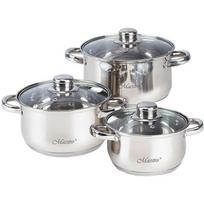 Feel-Maestro Puodų rinkinys MR-2020-6M, 6 vnt, 18cm 2L, 20cm 3L, 22cm 4L, nerūdijantis plienas, stiklas, indukcinė, dujinė