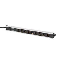 Digitus ilgintuvas DN-95438, 9x Schuko CEE 7/3, 2m, 16A, 1U, apsauga nuo viršįtampių, EMI/RFI filtras, aliuminio korpusas