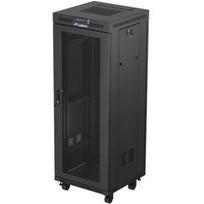Lanberg Serverių spinta FF01-6632-23BL, 32U, 600x600mm, 1200kg, IP20, juoda, perforuotos durelės, LCD ekranas, 2 ventiliatoriai