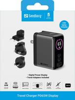 Kelioninis įkroviklis Sandberg 441-70, USB Type A/Europlug/UK Plug/2 x USB Type C, juoda sp., 65 W