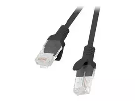 Komutacinis kabelis Lanberg RJ45 cat. 5e UTP 0.25m juodas 10 vnt. (PCU5-20CC-0025-BK)