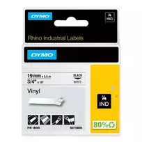 DYMO Rhino vinila lente 19mmx5.5m Juoda->Balta